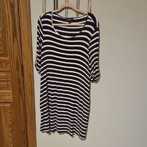 Alyx Black and White Striped Midi Dress